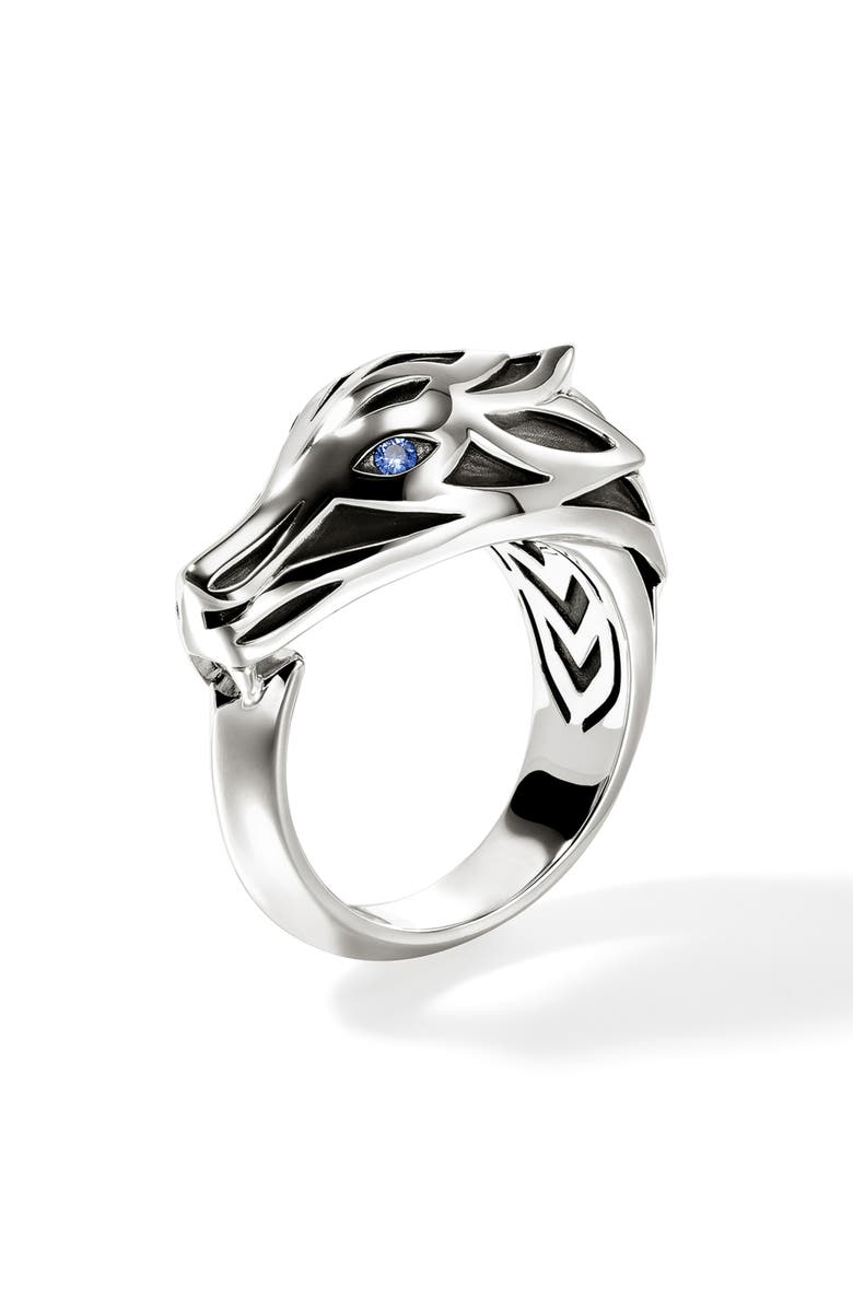 John Hardy Naga Ring, Sterling Silver, Blue Sapphire, Main, color, Silver/Blue Saphire