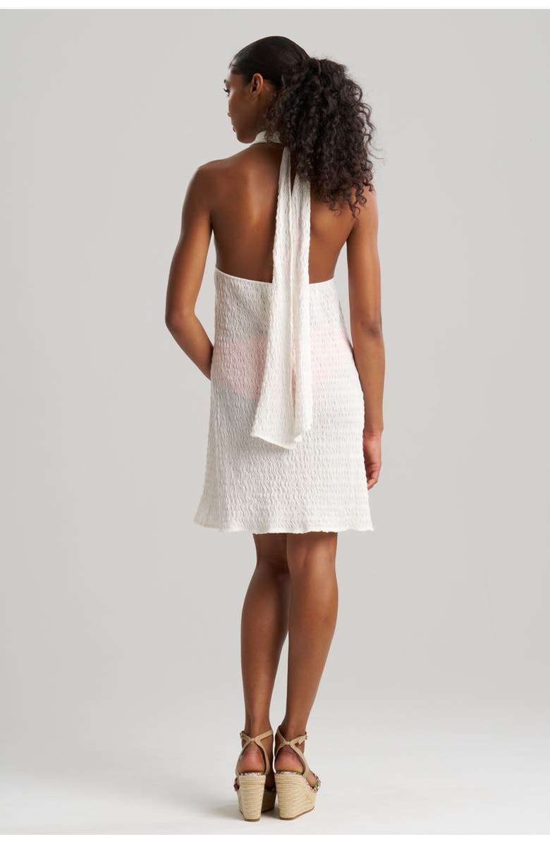 Natori Waves Mini cover-up Halter Dress, Alternate, color, White