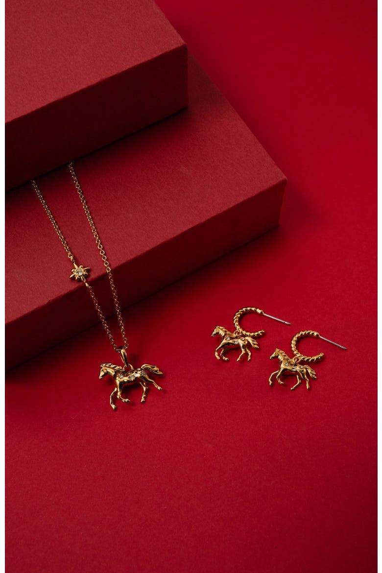 Horse Pendant Necklace, Alternate, color, Gold