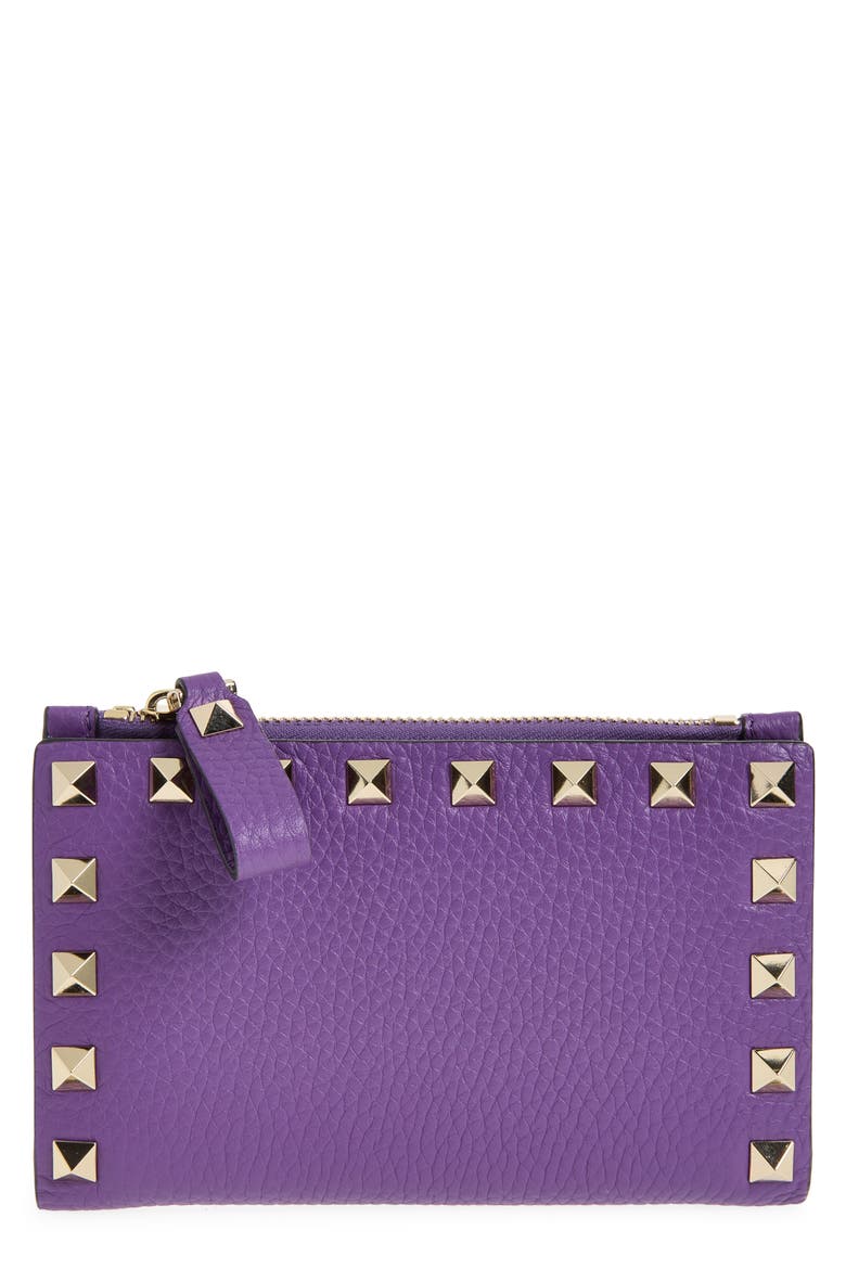 Rockstud Zip Coin & Card Pouch, Main, color, VIOLET