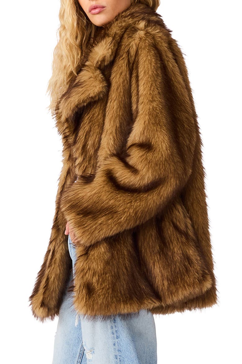 Kindra Faux Fur Coat, Alternate, color, ANTELOPE