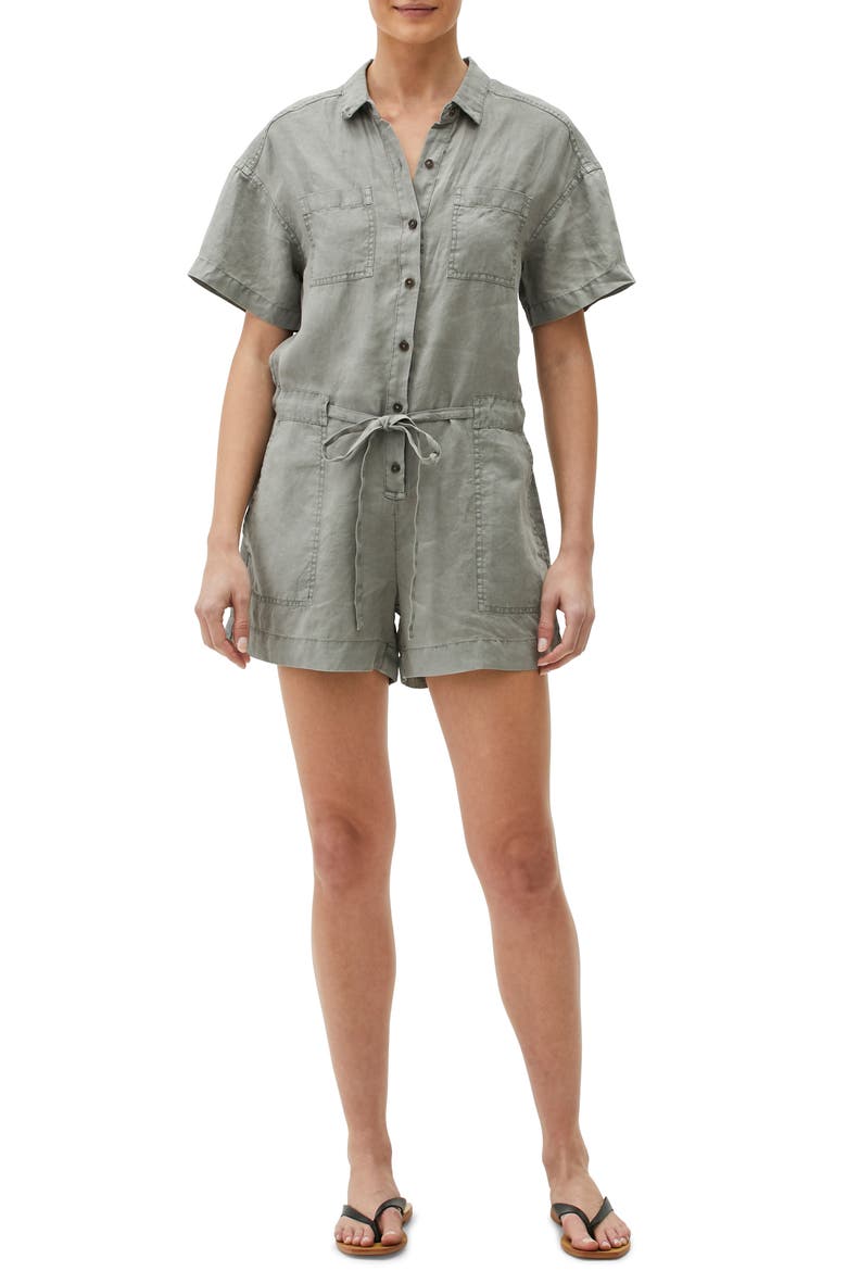 Nadine Linen Romper, Main, color, GALVANIZED