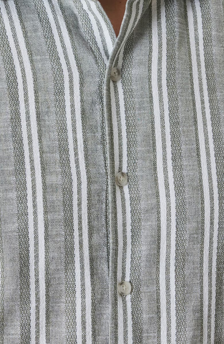 Robert Barakett Daiki Stripe Short Sleeve Button-Up Shirt, Alternate, color, Olive Dust