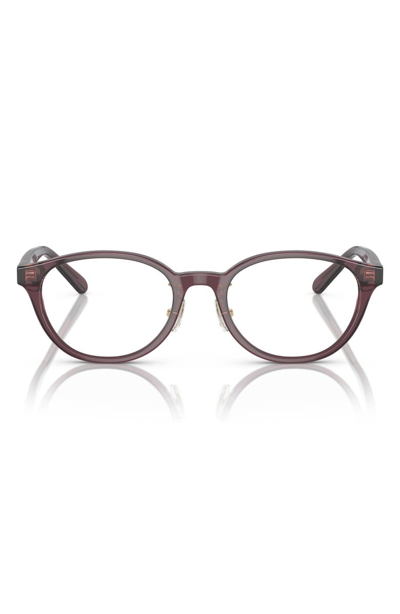 COACH 49mm Oval Optical Glasses, Main, color, Transparent Mauve / Demo