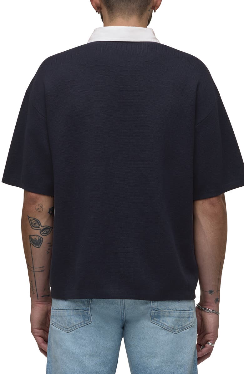 Hudson Jeans Contrast Collar Cotton & Cashmere Polo, Alternate, color, Fleet