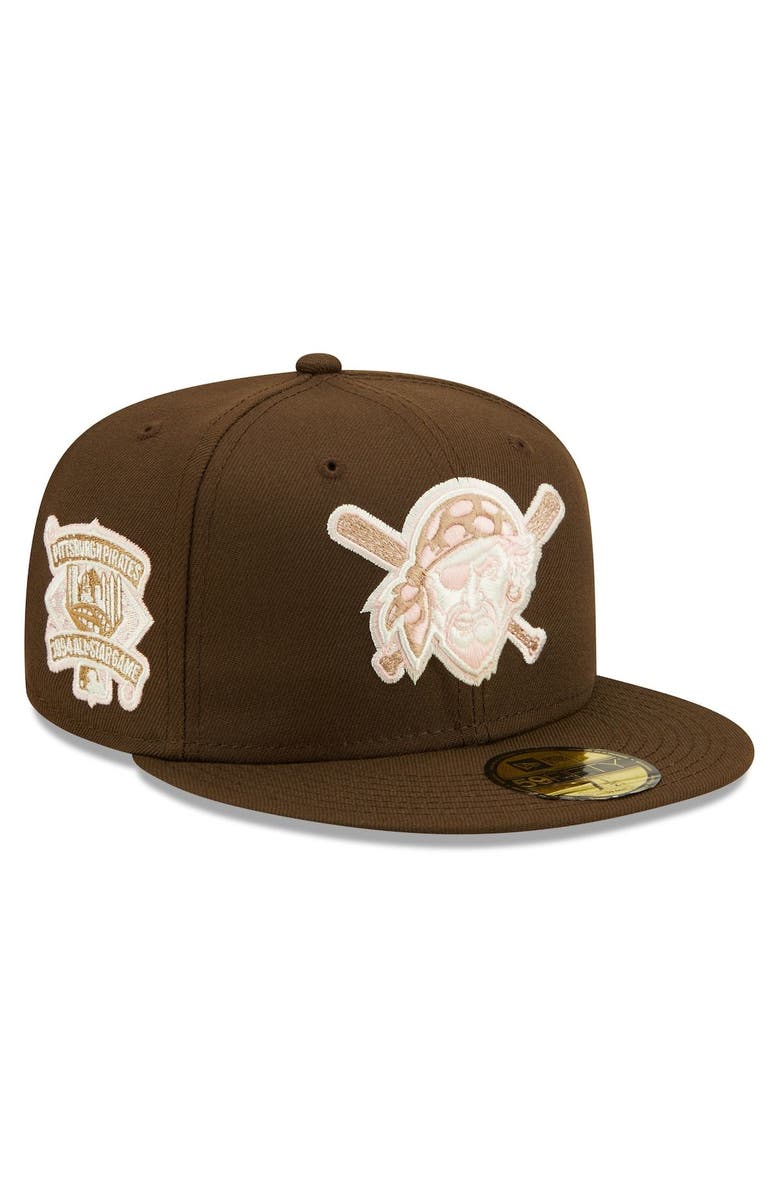 New Era Men's New Era Brown Pittsburgh Pirates Pink Undervisor 59FIFTY Fitted Hat, Main, color,