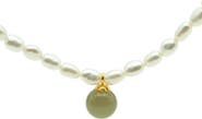 seree Belle Pearl and green jade choker