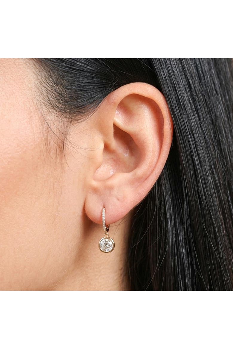 Lab Grown Diamond Round Bezel Drop Earrings, Alternate, color, 14K Yellow Gold