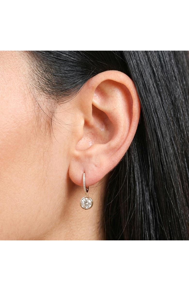 The Lovery Fine Jewelry Lab Grown Diamond Round Bezel Drop Earrings, Alternate, color, 14K Yellow Gold