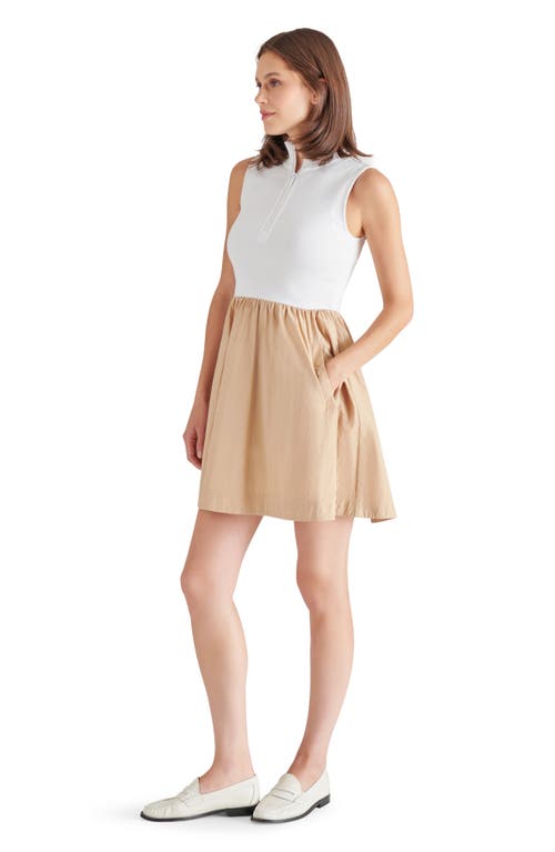 Steve Madden Lyon Quarter Zip Mixed Media Dress In Dusty Taupe