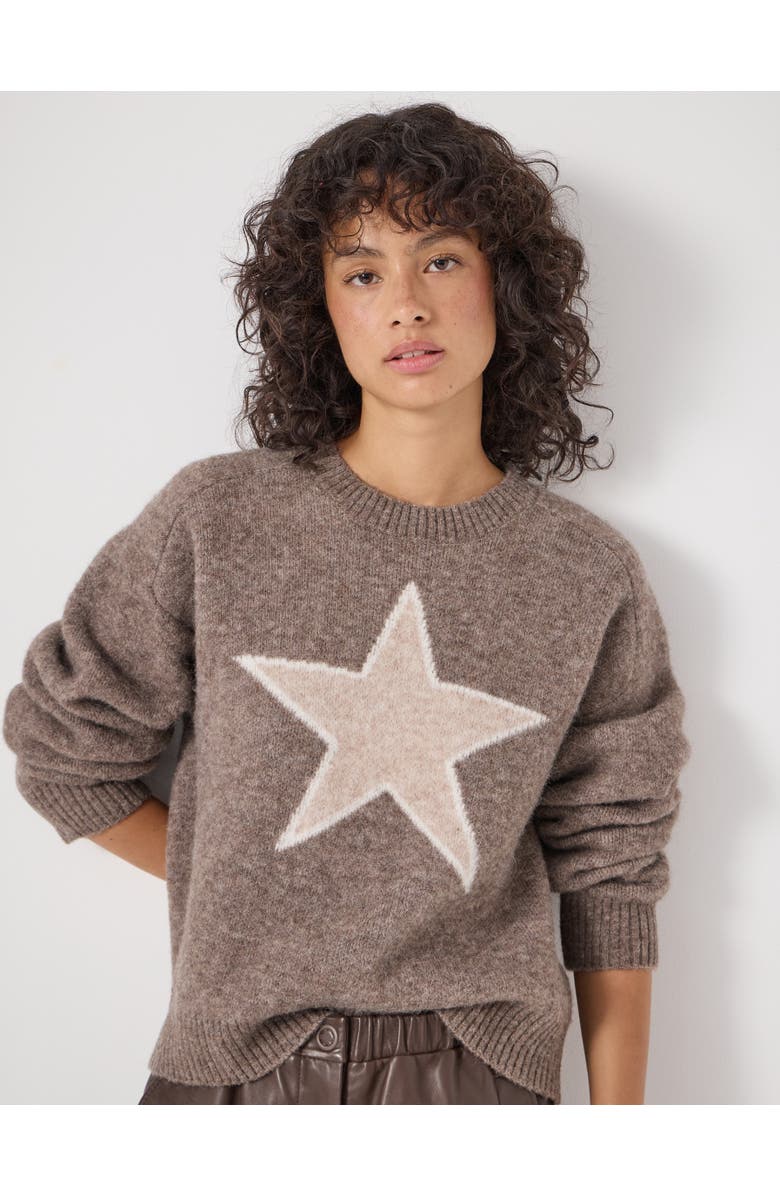Hush Wool Blend Star Jacquard Sweater, Main, color, Antler Brown