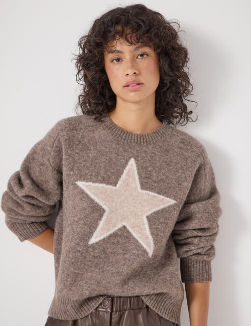 Hush Wool Blend Star Jacquard Sweater In Brown
