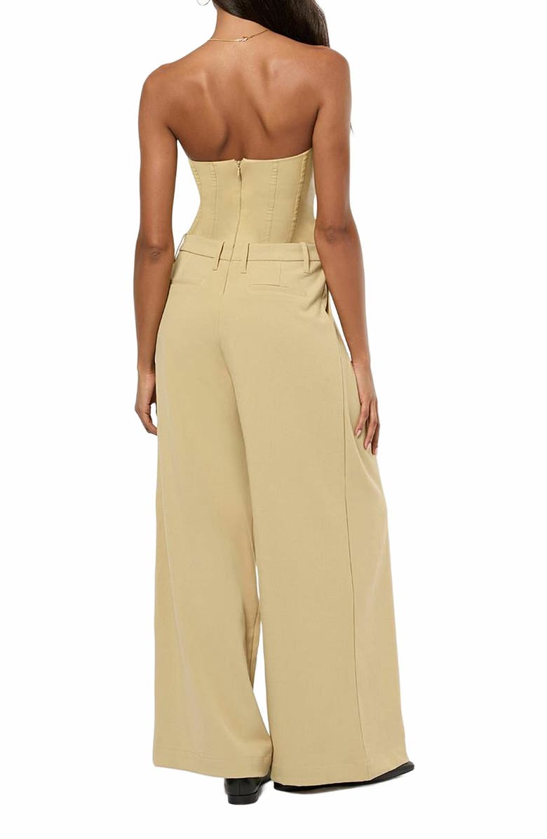 WeWoreWhat Corset Wide Leg Jumpsuit, Alternate, color, Wheat