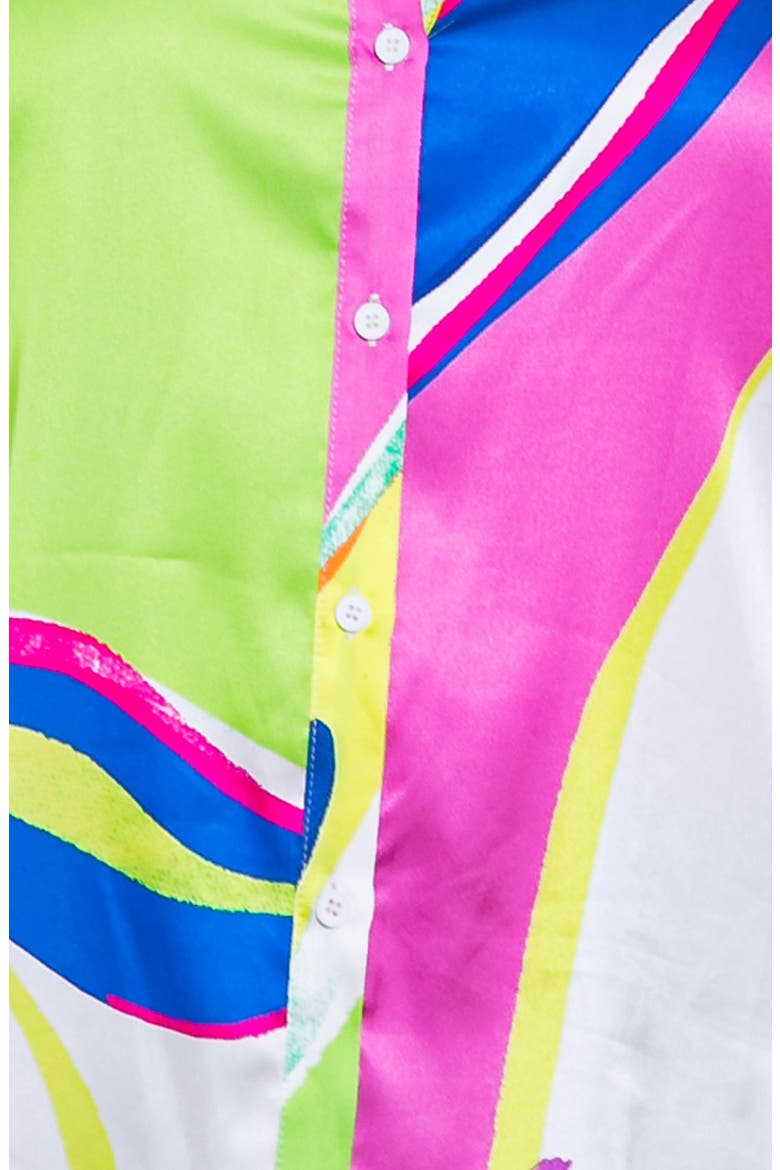 Print Woven Satin Button-Up Shirt, Alternate, color, PINK GREEN