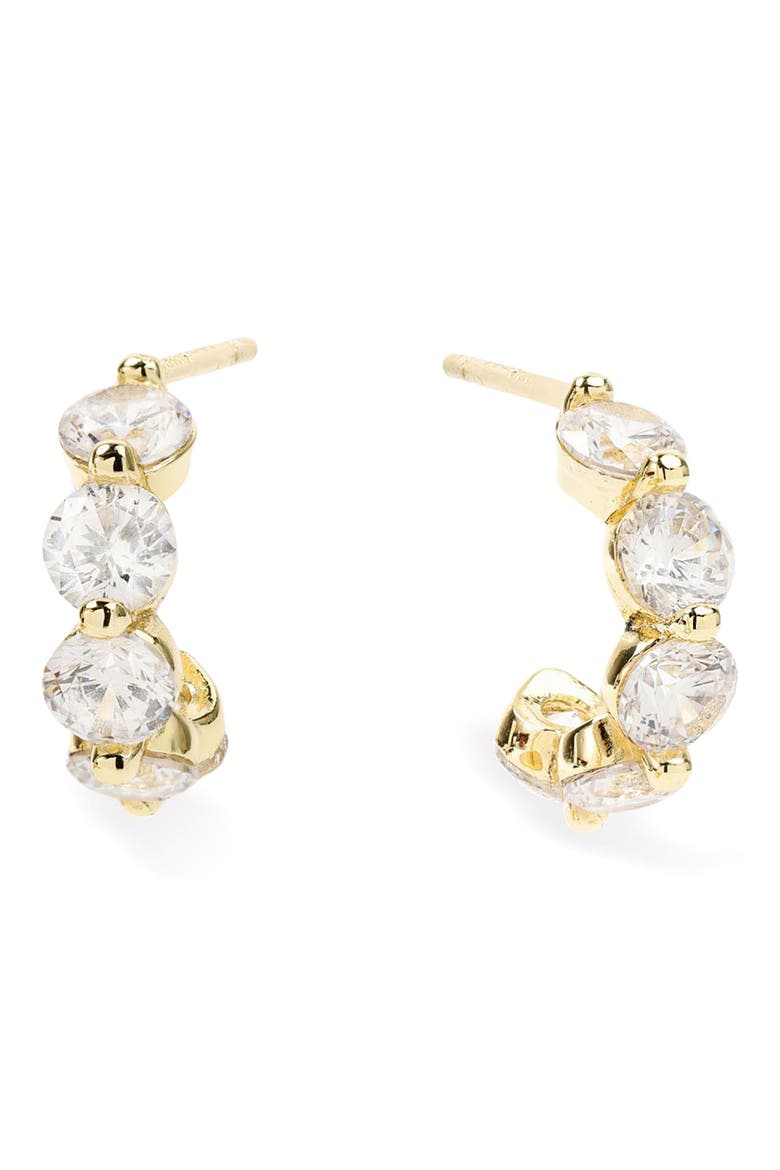 Mama She's an Icon Huggie Hoop Earrings, Main, color, GOLD-WHITE