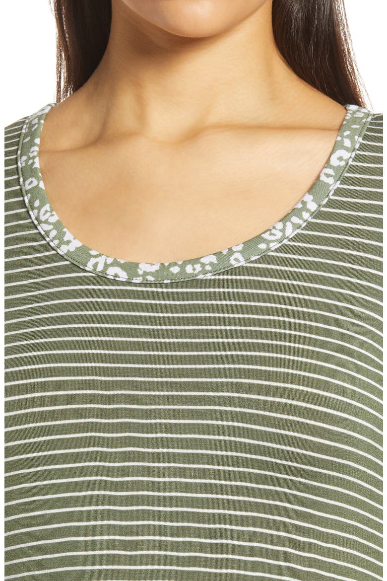 Leopard Stripe Peplum Top, Alternate, color, OLIVE/ IVORY