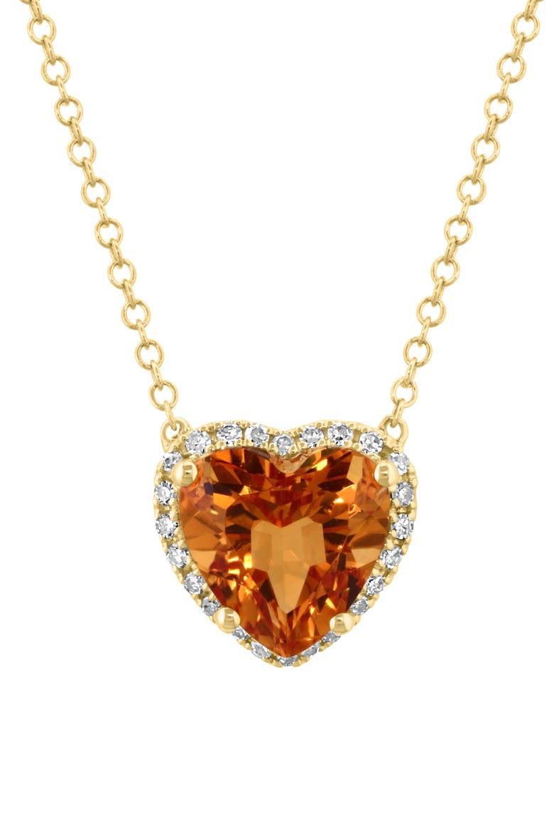 Heart Cut Citrine & Diamond Pendant Necklace - 0.08ct., Alternate, color, ORANGE