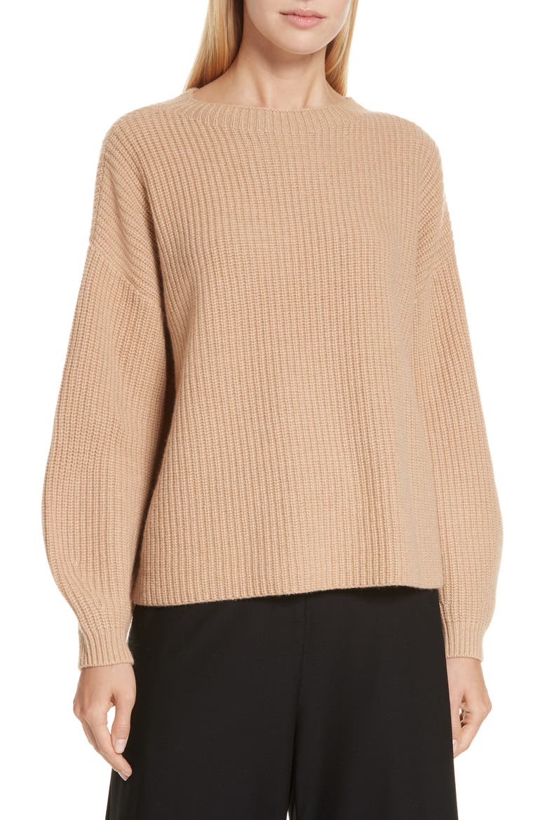 Crewneck Shaker Cashmere Sweater, Main, color, CLAY
