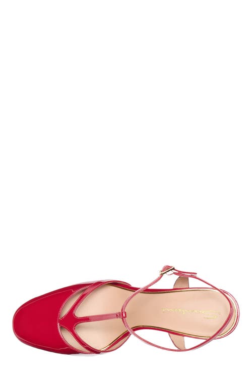 Santoni Patent Leather High-heel T-bar Pump In Red