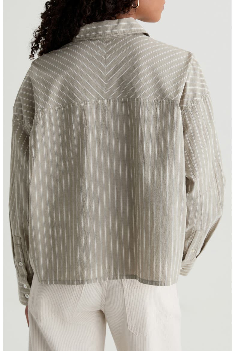 Kellen Relaxed Crop Button-Up Shirt, Alternate, color, STUDIO STRIPE ROSEMARY MULTI