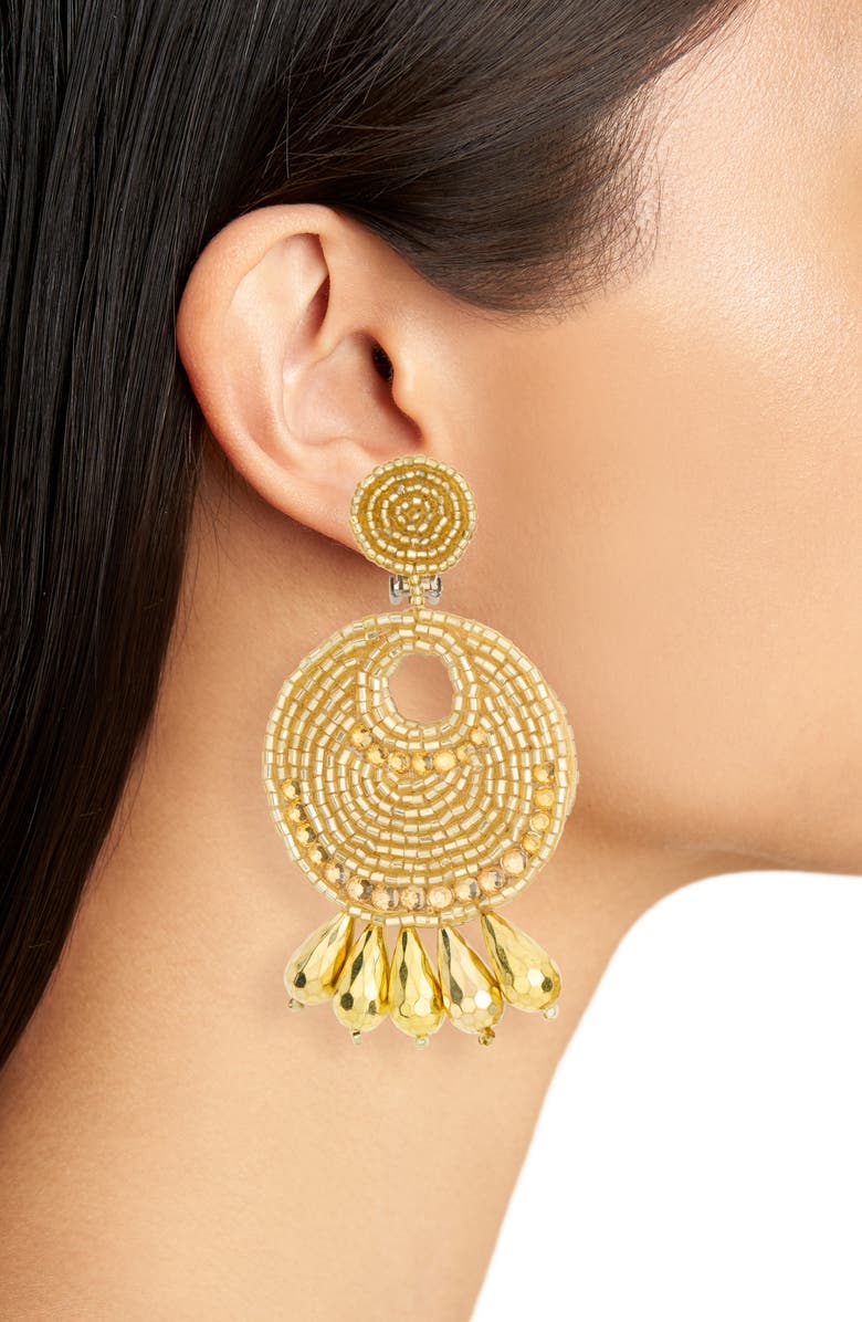 Kenneth Jay Lane Beaded Disc Drop Earrings, Alternate, color,