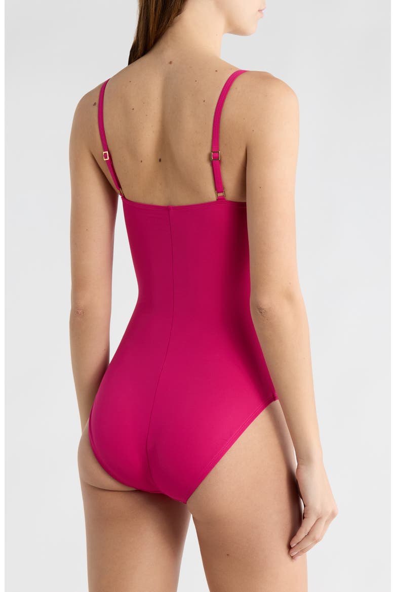 Ruched One-Piece Swimsuit, Alternate, color, MAGENTA