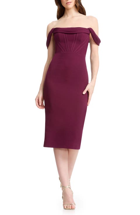 Vickie Off the Shoulder Midi Corset Dress