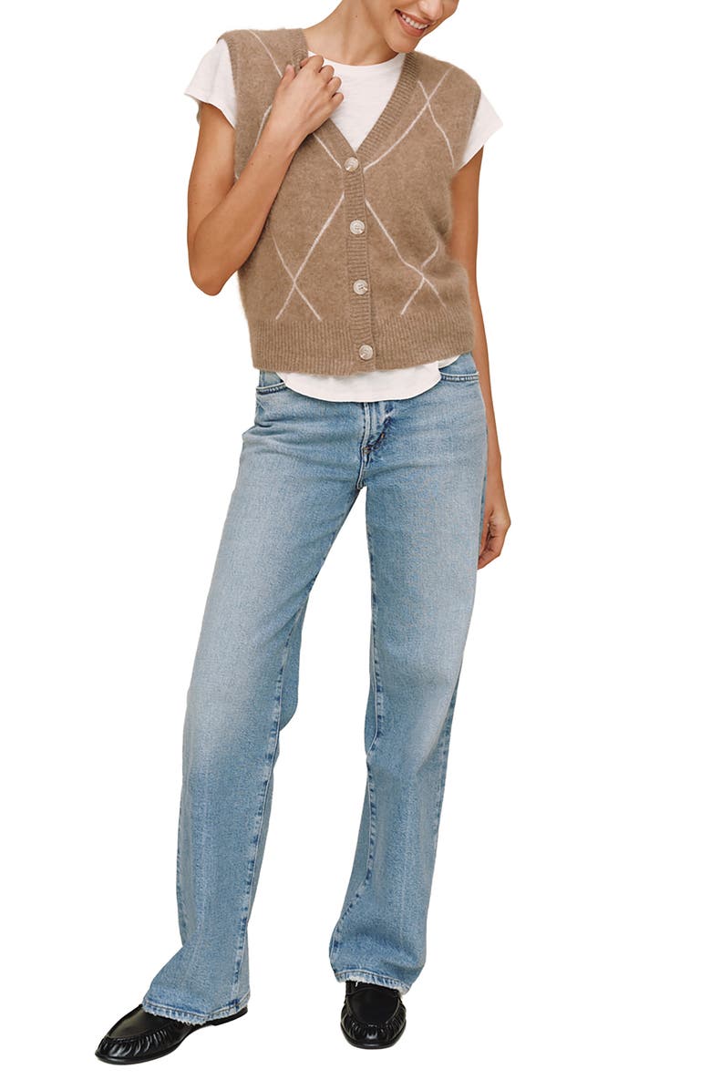 Bella Dahl Argyle Sweater Vest, Alternate, color, Spiced Chai