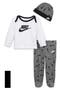 3-Piece Swoosh Long Sleeve Top, Footed Pants & Cap Set