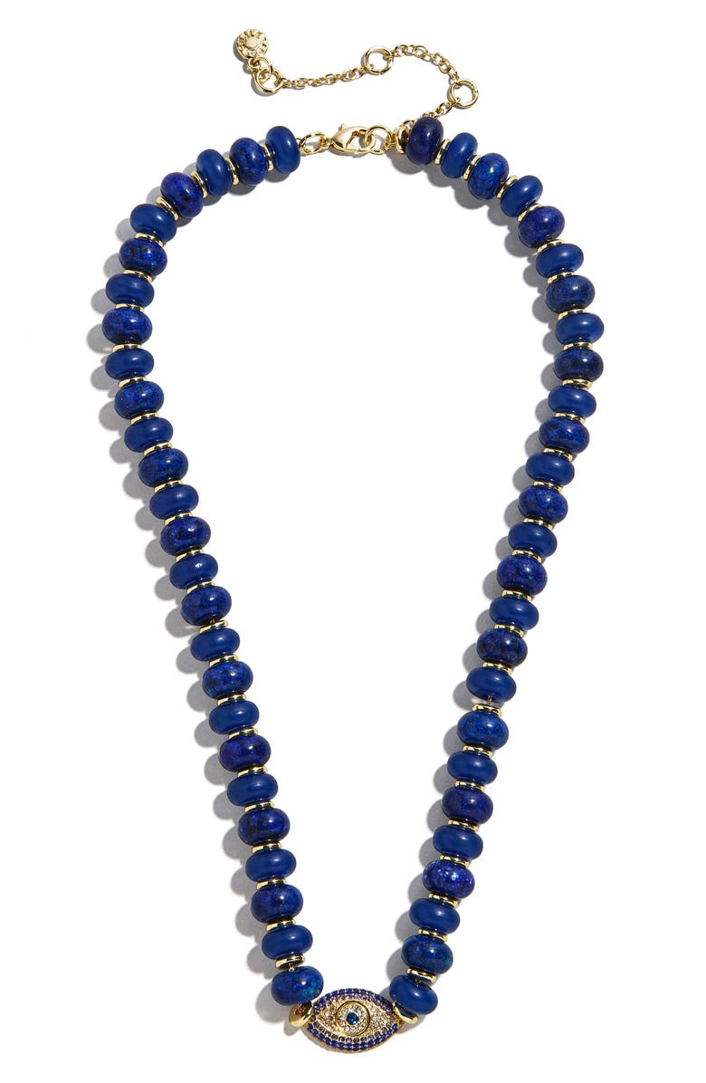 BaubleBar Leah Evil Eye Beaded Necklace, Alternate, color, Blue