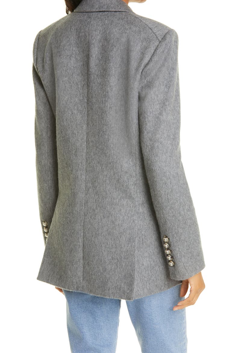 Oria Dickey Wool Blend Double Breasted Blazer, Alternate, color, HEATHER GREY