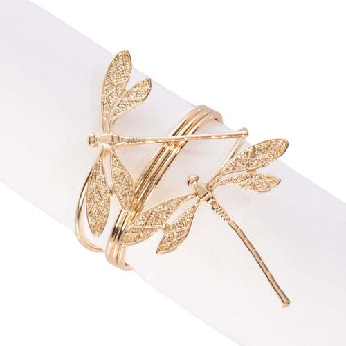C & F Home C&f Home Dragonflies Tabletop Napkin Rings Set Of 4 In Gold