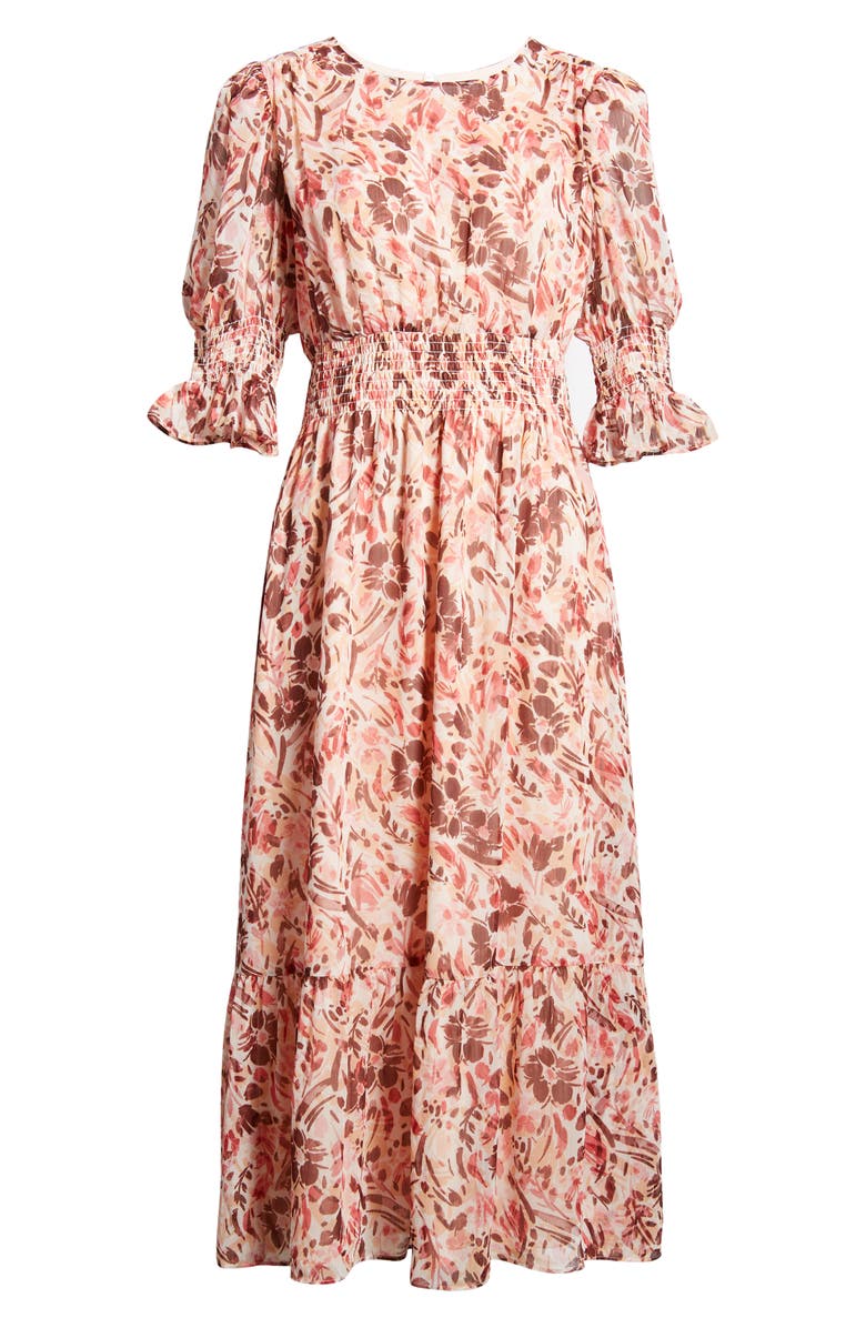 Maggy London Floral Print Smocked Maxi Dress, Alternate, color, 