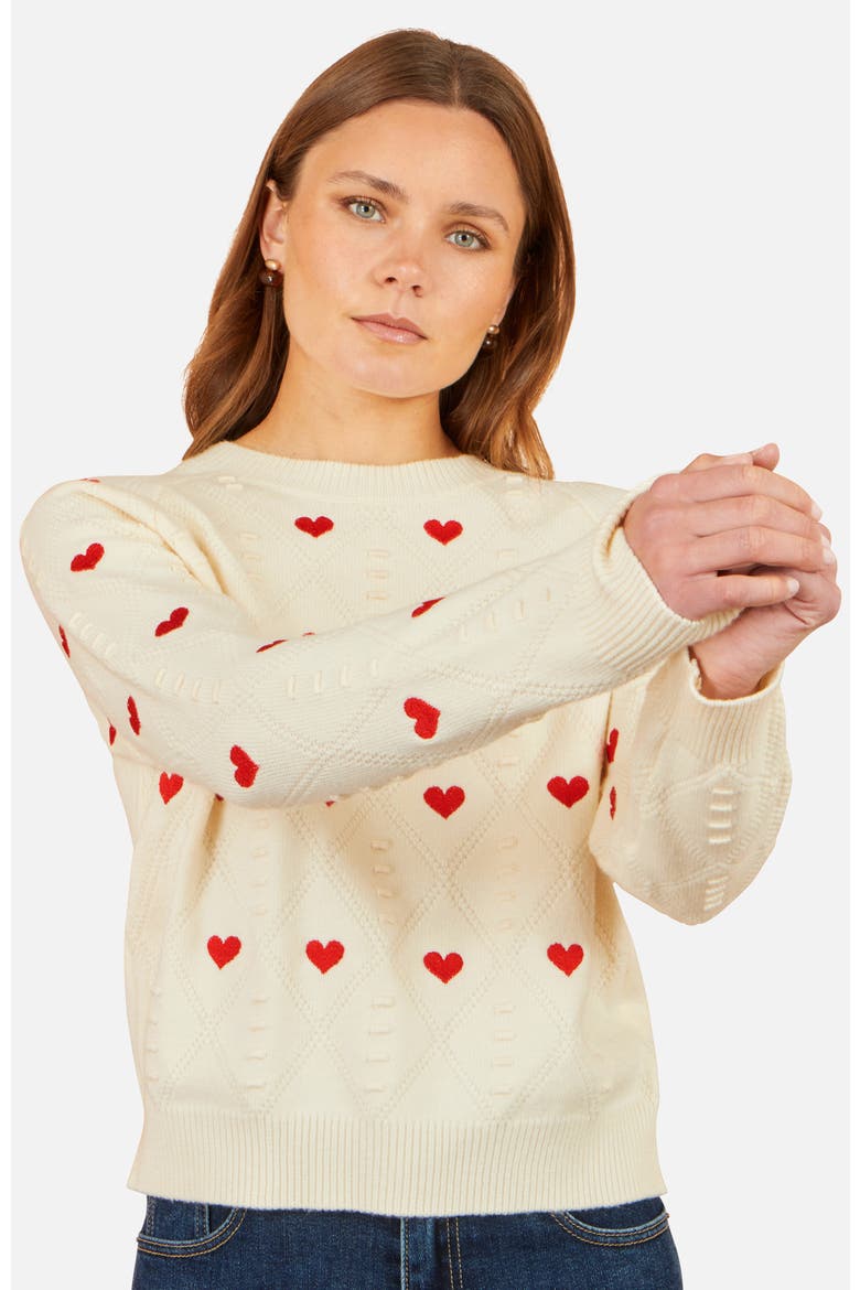 Embroidered Heart Jumper, Alternate, color, Ivory