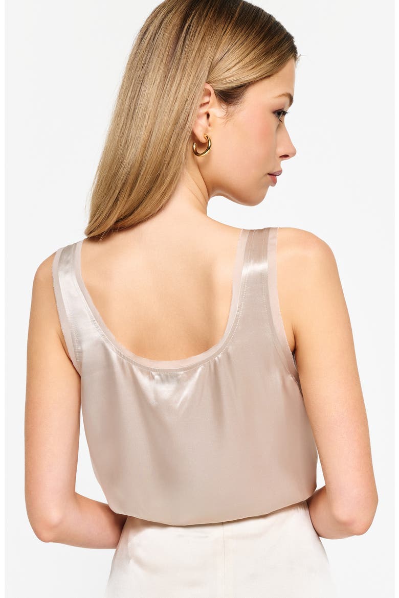 Nilou Chiffon Trim Silk Tank Top, Alternate, color, OAT