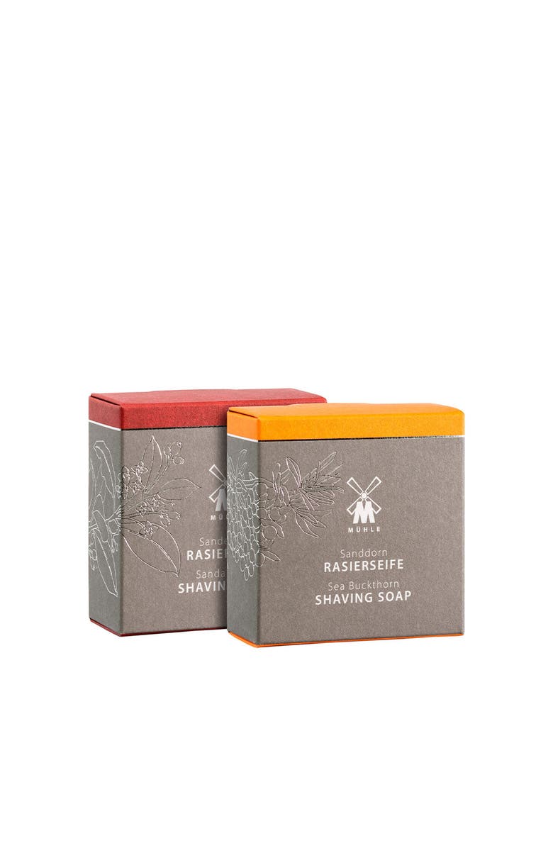MÜHLE Shave Care Shaving Soap Duo of Sandalwood and Sea Buckthorn, Alternate, color, White