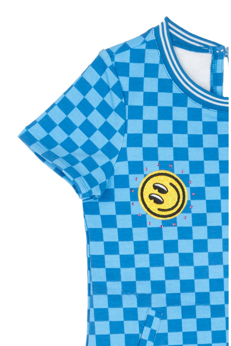 Kids' Checkered Knit Appliqué Dress, Alternate, color, BLUE