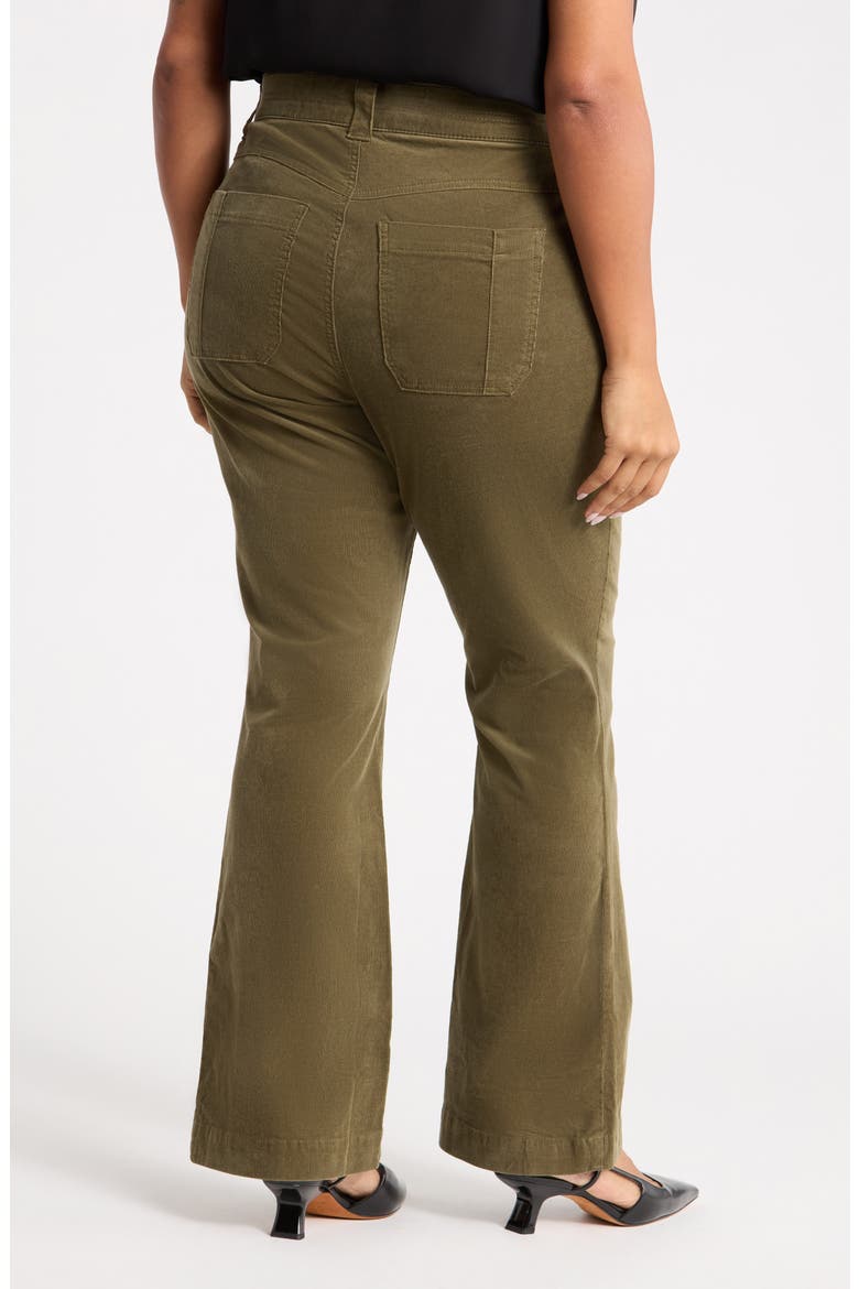 Corduroy Flare Leg Pants, Alternate, color, FOREST MOSS