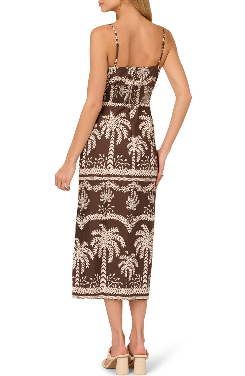 Adrianna Papell Print Smocked Sleeveless Midi Dress, Alternate, color, Brown/ Ivory