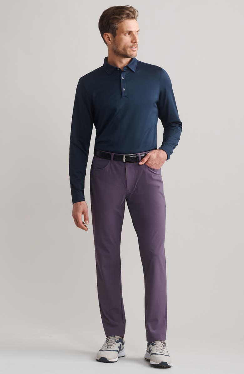 Rhone Momentum Water Repellent Flat Front Golf Pants, Alternate, color, Shadow Plum/ Navy