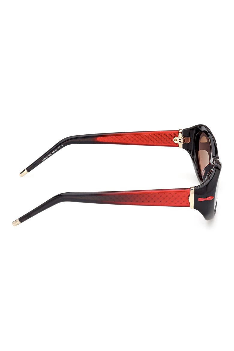 55mm Oval Sunglasses, Alternate, color, BLACK / BILAYER BLACK / RED
