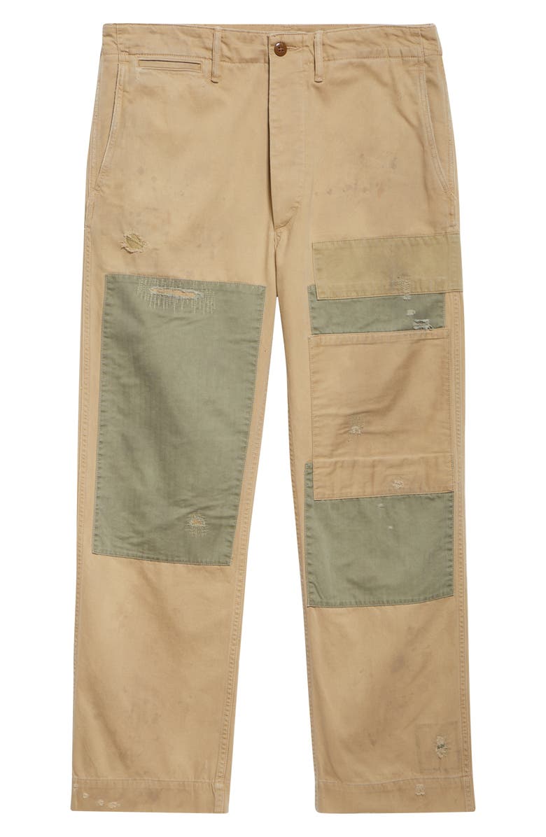Double RL Flat Front Rip & Repair Cotton Twill Field Chinos, Alternate, color, New Military Khaki