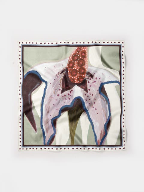 Hand Rolled Floral Print Silk Bandana