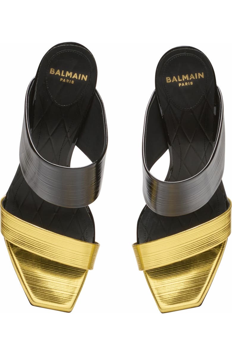 Balmain Pb Mules In Striped Leather, Alternate, color,