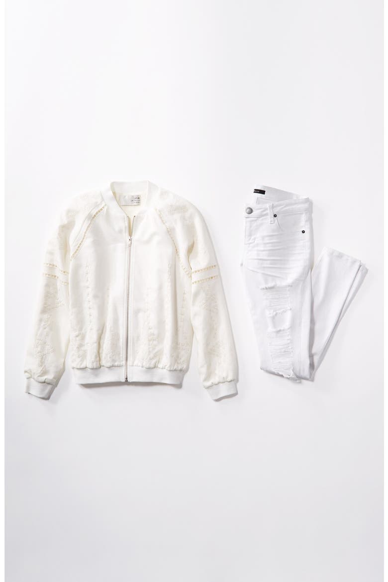 'Amy' Destroyed Skinny Jeans, Alternate, color, WHITE