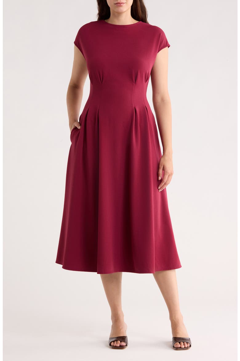 Pleated Waist Knit A-Line Dress, Main, color, BURGUNDY RHODE