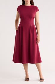 NORDSTROM RACK Pleated Waist Knit A-Line Dress