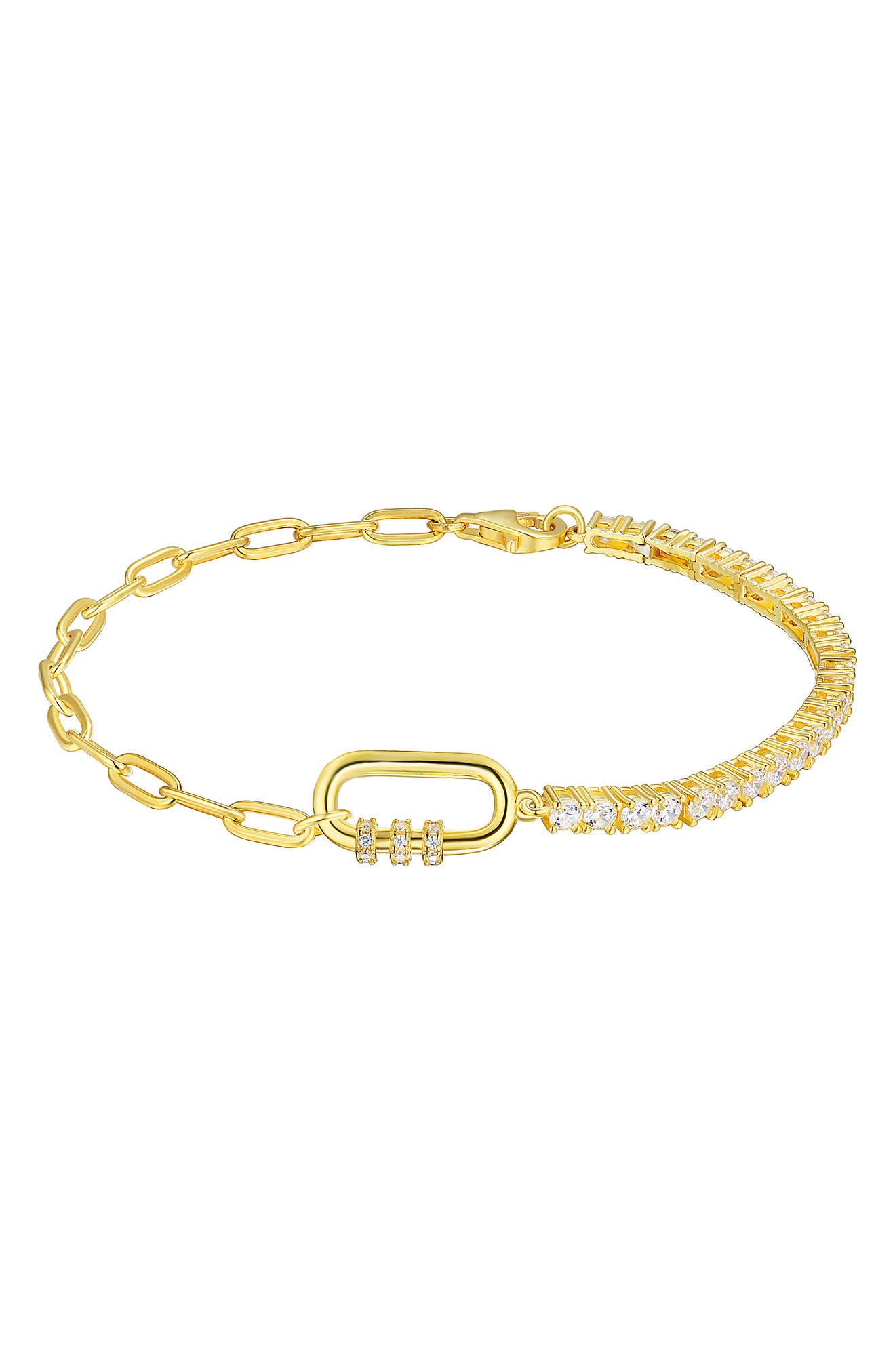 CANDELA JEWELRY Cubic Zirconia Paper Clip Chain Bracelet