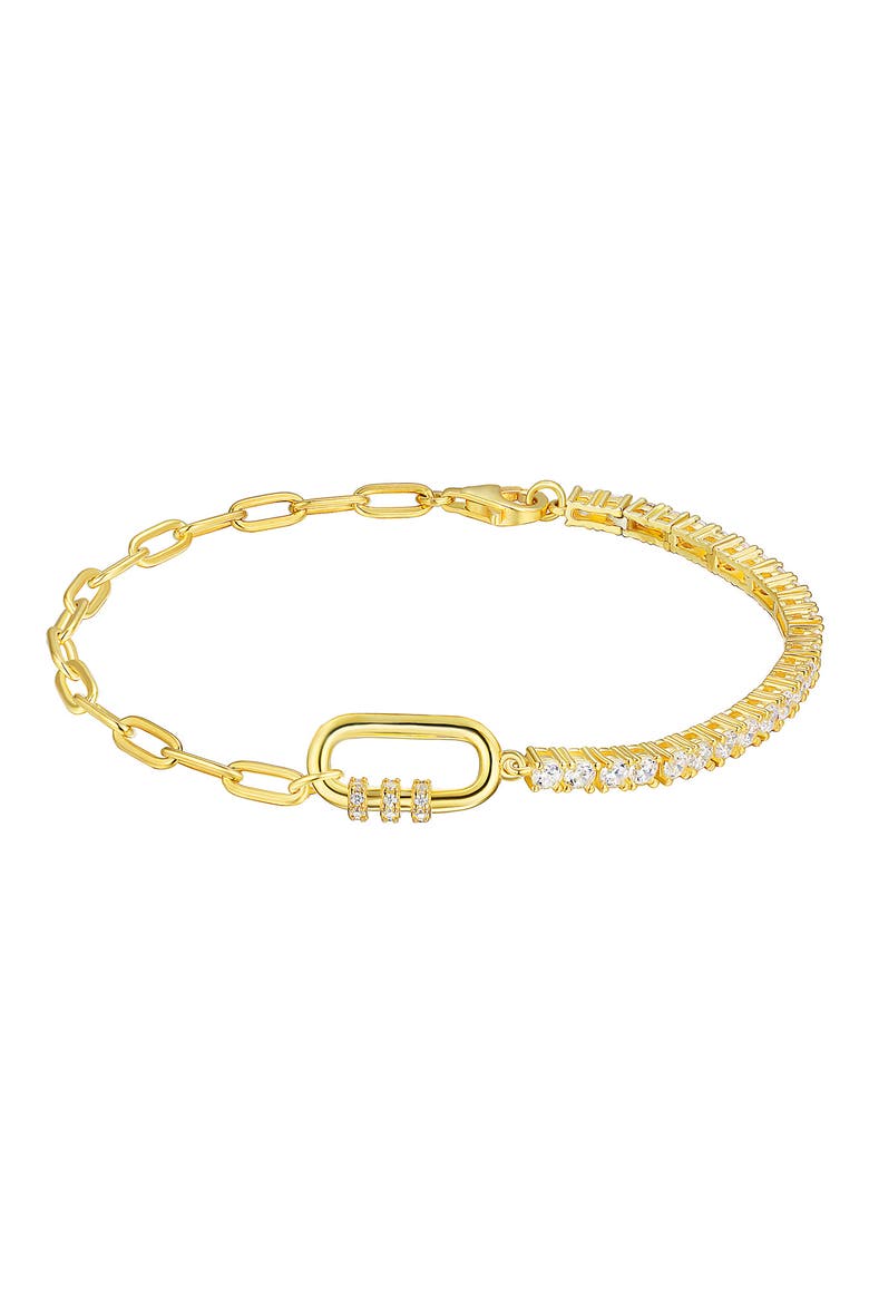 Cubic Zirconia Paper Clip Chain Bracelet, Main, color, CLEAR