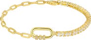 CANDELA JEWELRY Cubic Zirconia Paper Clip Chain Bracelet